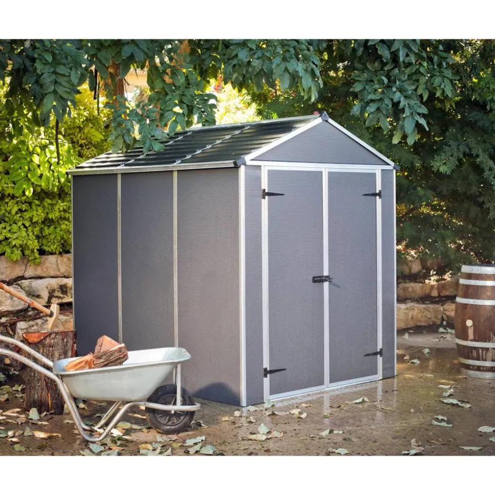 Kunststoff-Gerätehaus 'Rubicon' 185 x 229 cm Polycarbonat dunkelgrau