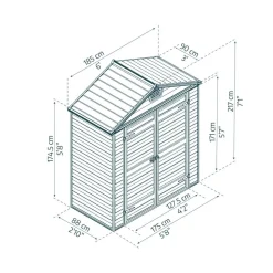 Kunststoff-Gerätehaus 'Skylight' 185 x 90 cm Polycarbonat grau