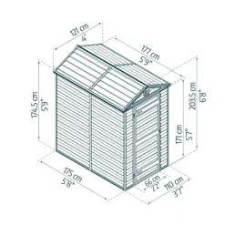 Kunststoff-Gerätehaus 'Skylight' 121 x 177 cm Polycarbonat grau
