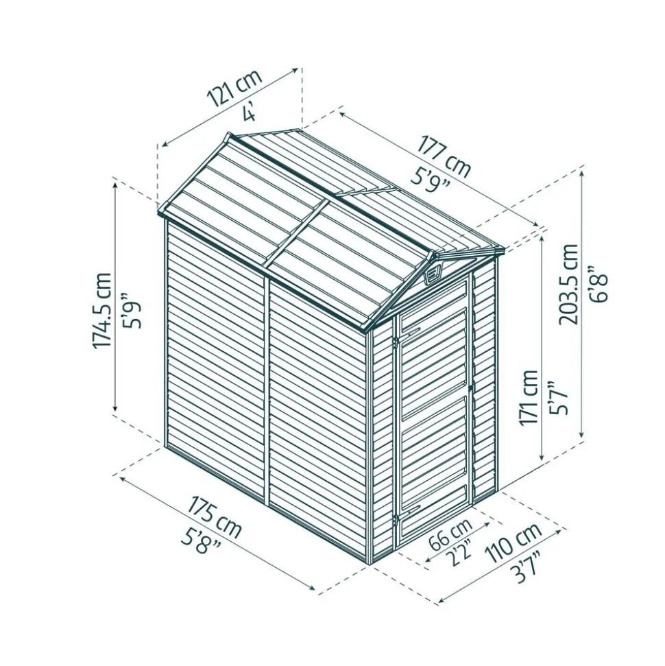 Kunststoff-Gerätehaus 'Skylight' 121 x 177 cm Polycarbonat grau