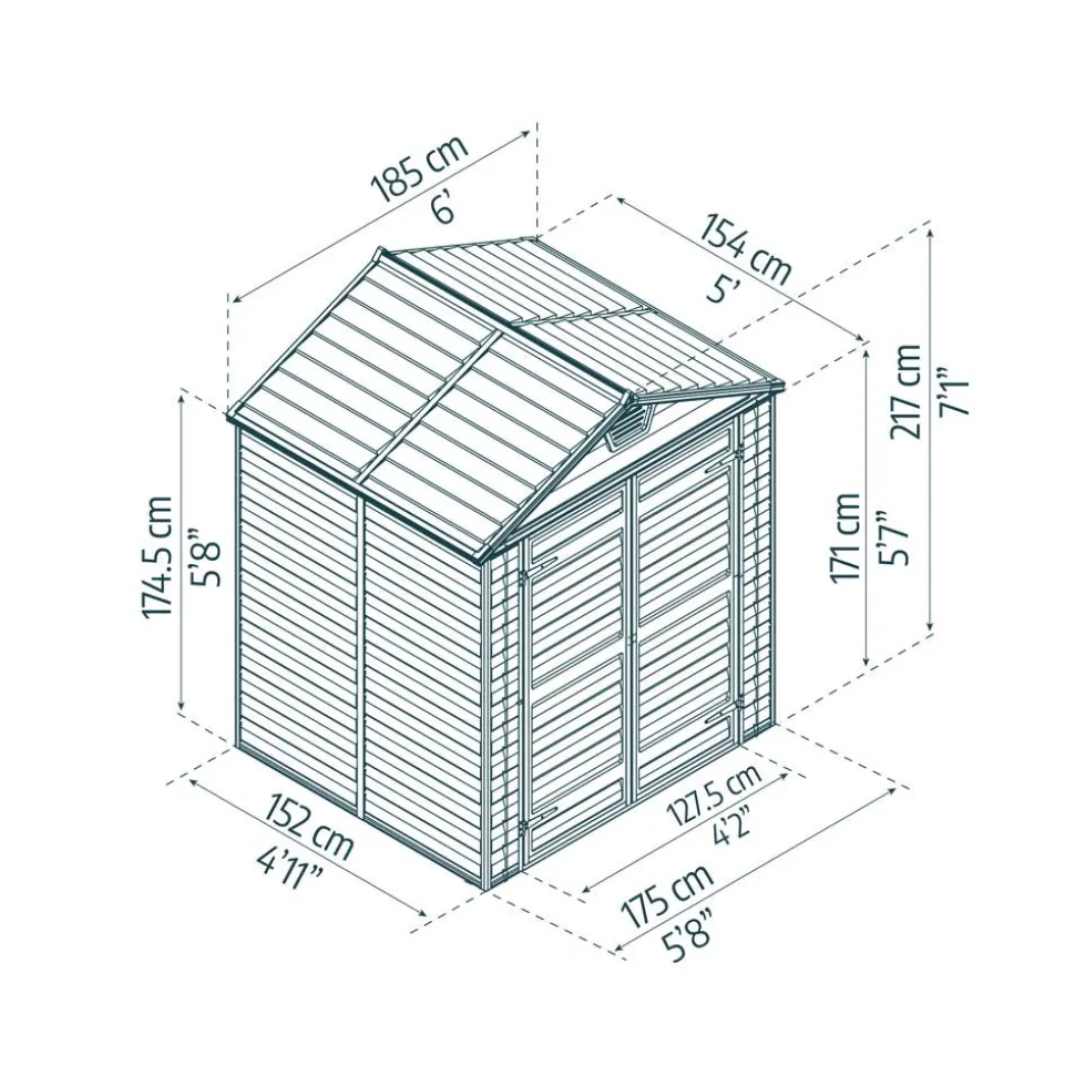 Kunststoff-Gerätehaus 'Skylight' 185 x 154 cm Polycarbonat grau