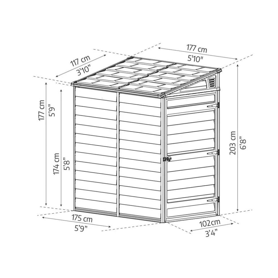 Kunststoff-Gerätehaus 'Skylight' 118 x 175 cm Polycarbonat grau