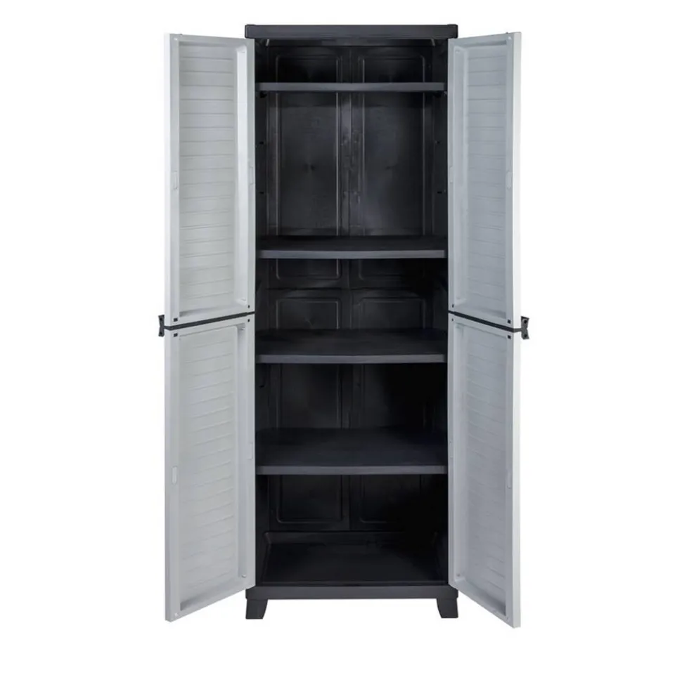 Kunststoffschrank grau mit 4 Böden 65 x 45 x 181 cm