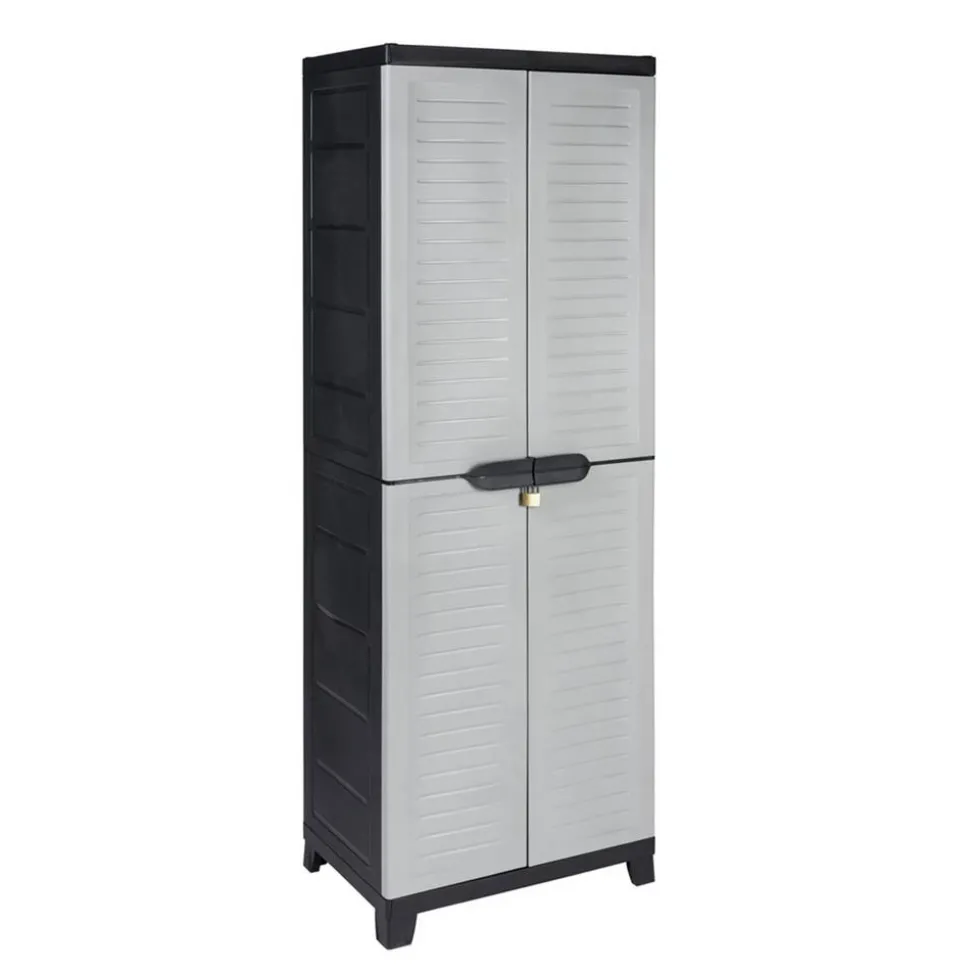 Kunststoffschrank grau mit 4 Böden 65 x 45 x 181 cm