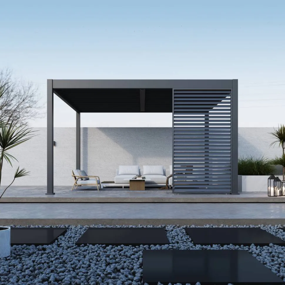 Lamellen Sichtschutz für Pergola 'Grand Tuscan 14' anthrazit 135 x 234 cm