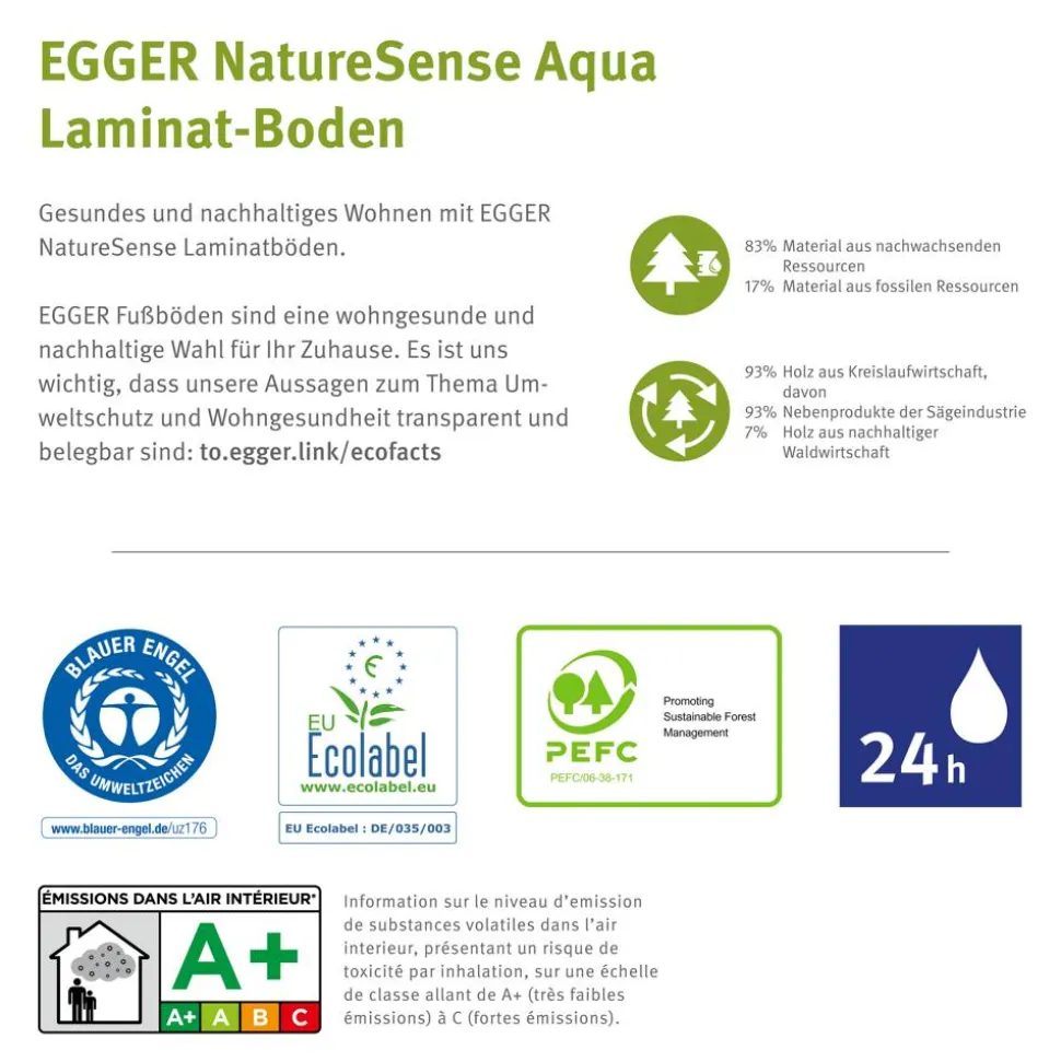 Laminat 'NatureSense Aqua' EL2028 Victoria Eiche hellgrau 8 mm