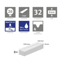 Laminat 'NatureSense Aqua' EL2028 Victoria Eiche hellgrau 8 mm