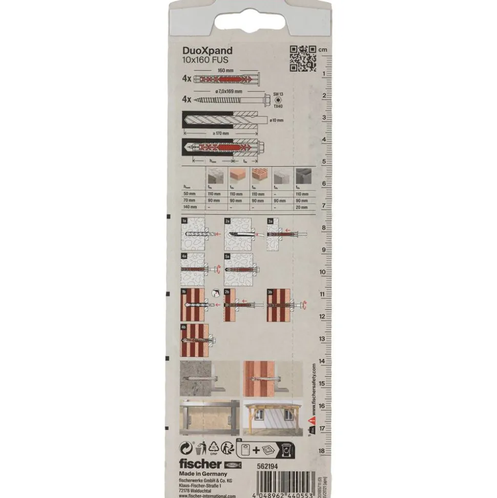 Langschaftdübel-Set 'DuoXPand' Ø 10 x 160 mm FUS mit Sechskantschraube, 8-teilig