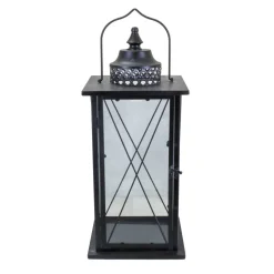 Laterne Metall schwarz 24 x 24 x 53 cm