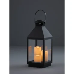Laterne mit 3 LED-Kerzen 47 cm