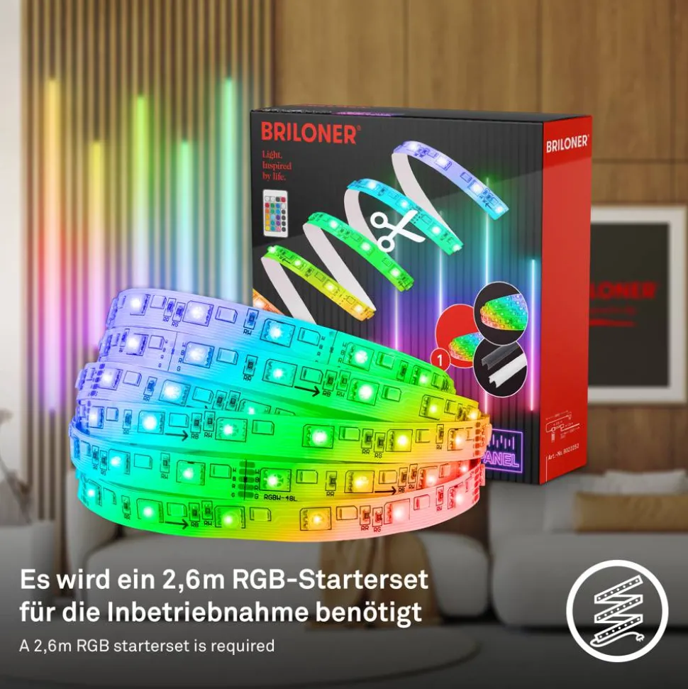 LED Stripe Starter-Set 'Pimp your Panel' RGB/W 250 lm 3000 K einstellbares weiß 2,6 m 230V mit Fernbedienung geeignet für Akustikpaneele