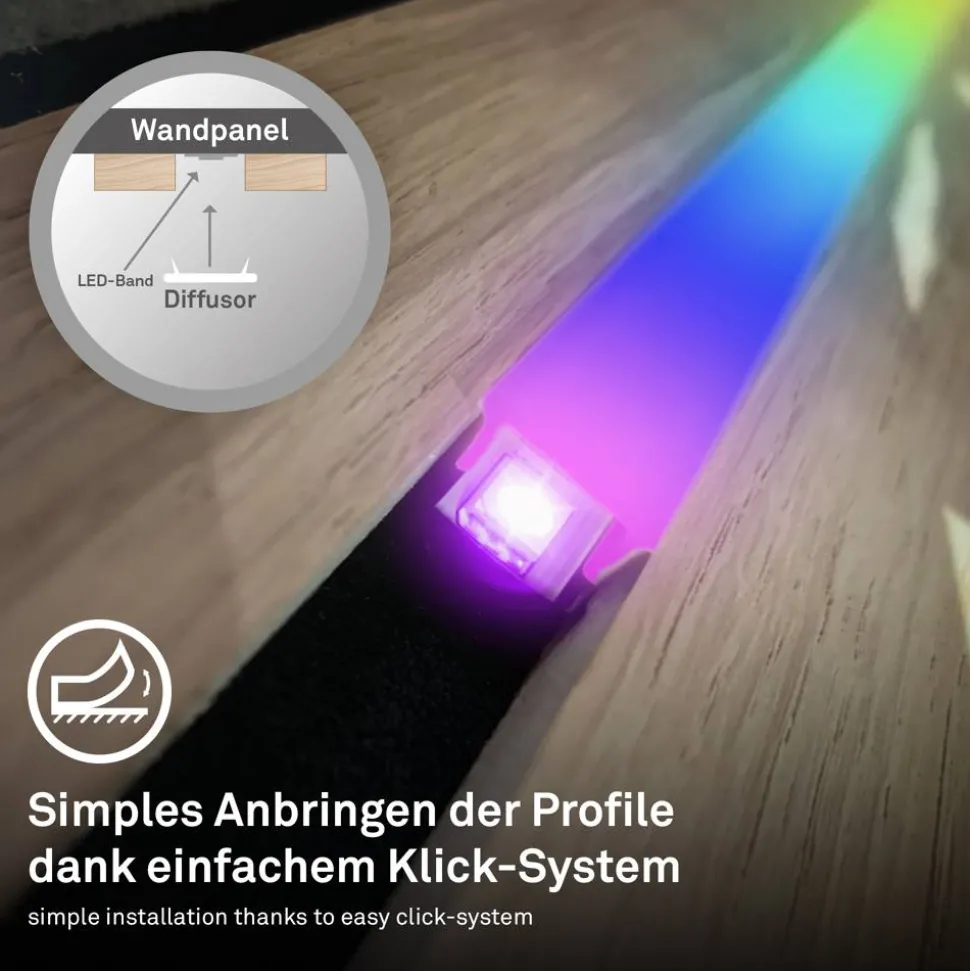 LED Stripe Starter-Set 'Pimp your Panel' RGB/W 250 lm 3000 K einstellbares weiß 2,6 m 230V mit Fernbedienung geeignet für Akustikpaneele