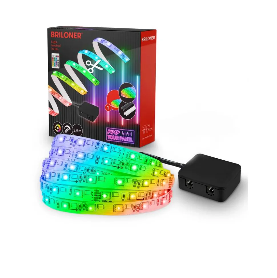 LED Stripe Starter-Set 'Pimp your Panel' RGB/W 250 lm 3000 K einstellbares weiß 2,6 m 230V mit Fernbedienung geeignet für Akustikpaneele