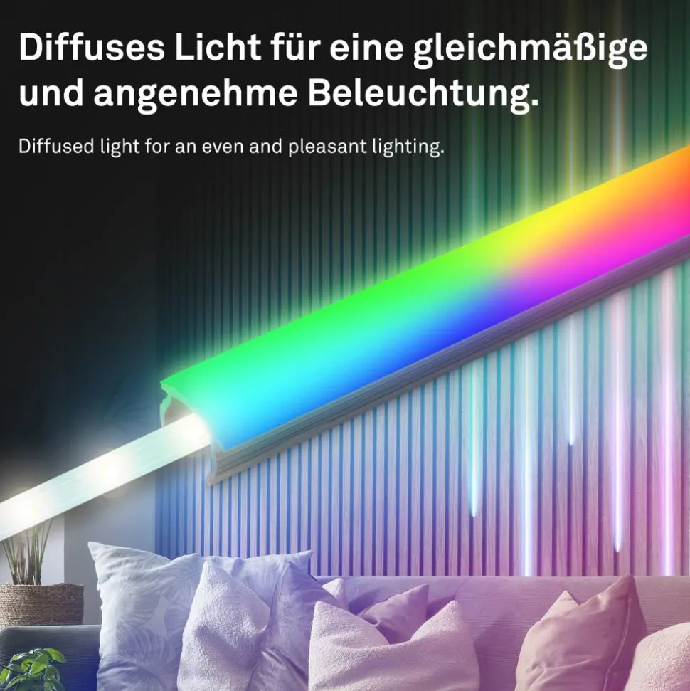 LED Stripe Starter-Set 'Pimp your Panel' RGB/W 250 lm 3000 K einstellbares weiß 2,6 m 230V mit Fernbedienung geeignet für Akustikpaneele
