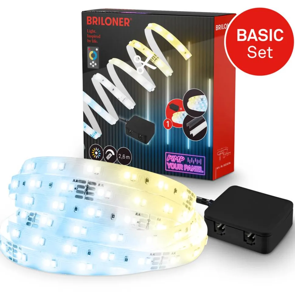 LED Stripe Starter-Set 'Pimp your Panel' CCT 500 lm 3000 K einstellbares weiß 2,6 m 230V mit Fernbedienung geeignet für Akustikpaneele