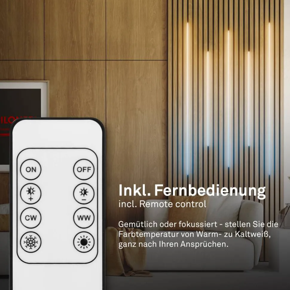 LED Stripe Starter-Set 'Pimp your Panel' CCT 500 lm 3000 K einstellbares weiß 2,6 m 230V mit Fernbedienung geeignet für Akustikpaneele