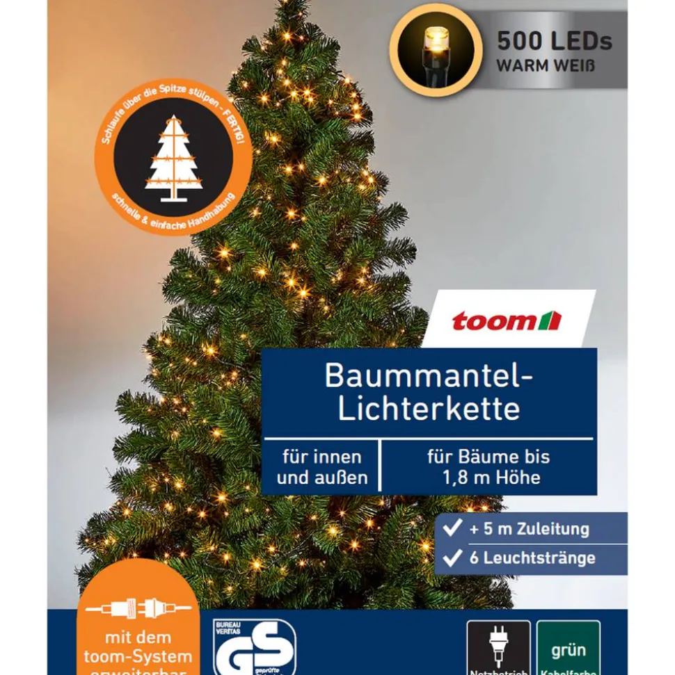 LED-Baummantel-Lichterkette 500 LEDs warmweiß 6 Stränge 150 cm