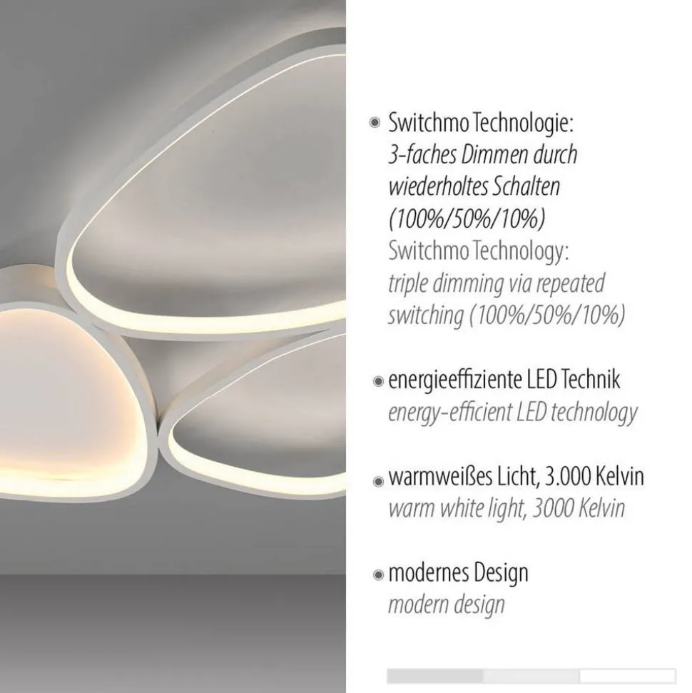 LED-Deckenleuchte 'Pebbles' 70 x 47 cm weiß