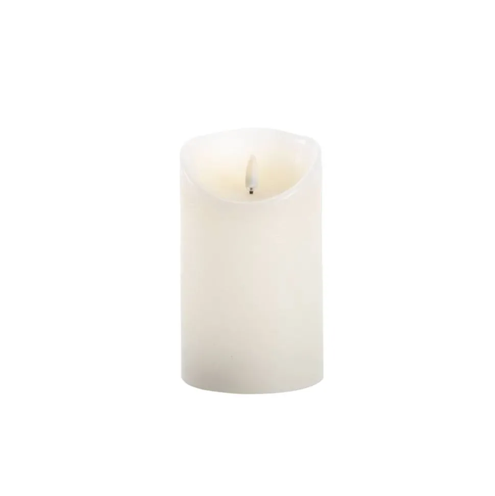 LED-Echtwachskerze 'Lumbre Rustic' creme/goldfarben Ø 9 x 20 cm