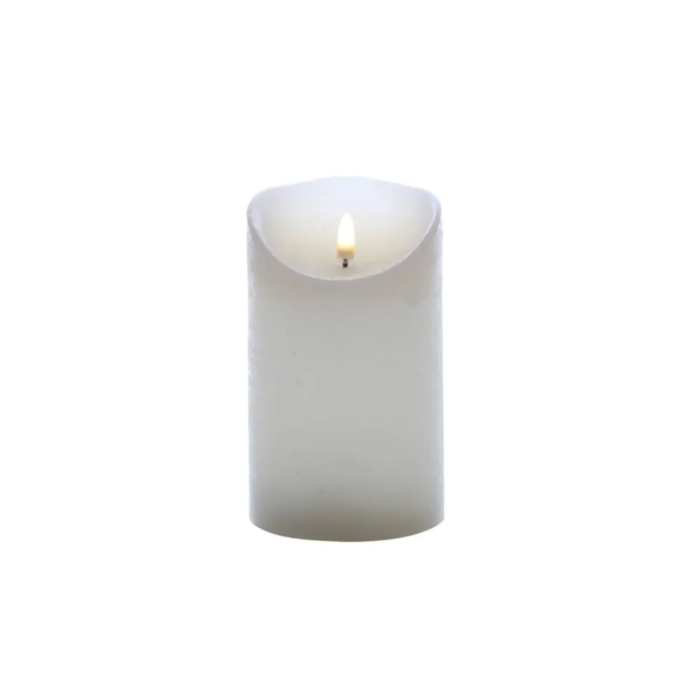 LED-Echtwachskerze 'Lumbre Rustic' creme/goldfarben Ø 9 x 20 cm
