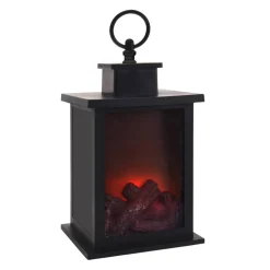 LED-Laterne 'Kamin' schwarz 14 x 14 x 24 cm