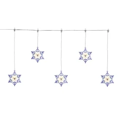 LED-Lichtervorhang 'Schneeflocke' 60 LEDs warmweiß/blau 120 cm