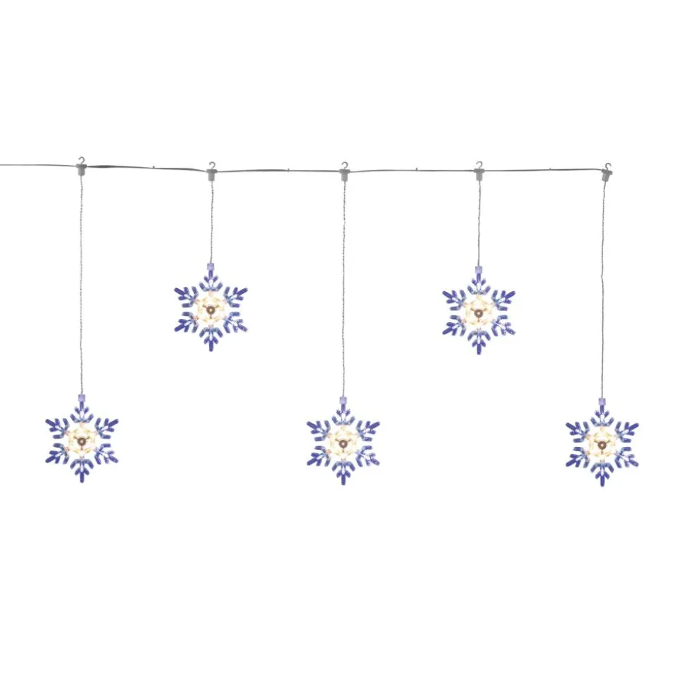 LED-Lichtervorhang 'Schneeflocke' 60 LEDs warmweiß/blau 120 cm