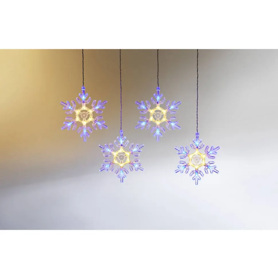 LED-Lichtervorhang 'Schneeflocke' 60 LEDs warmweiß/blau 120 cm