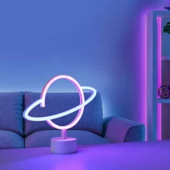 LED-Neon-Bild 'Saturn' mehrfarbig 30 x 24 x 8,5 cm