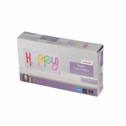 LED-Neon-Leuchtbox 'Happy' 23 x 12,7 cm