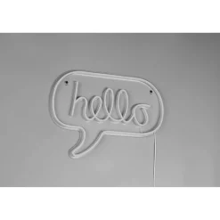 LED-Neon-Wandleuchte 'Hello' transparent 43 x 31 x 1,6 cm