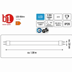 LED-Röhre 150 cm, G13 22 W 2265 lm neutralweiß 4000K