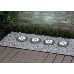 LED-Solar-Bodenstrahler silbern Ø 11,8 cm, 4er-Set