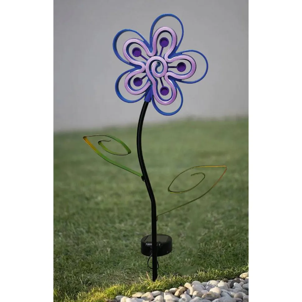 LED-Solar-Dekoleuchte 'Blume' neon blau 87 cm