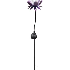 LED-Solar-Dekoleuchte 'Blume' lila-metallic mit Glaskugel 76 cm