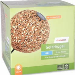 LED-Solarkugel 'Antik' Ø 30 cm rostfarben
