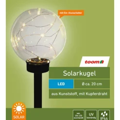 LED-Solarkugel transparent Ø 20 x 54,5 cm