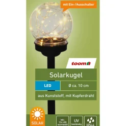 LED-Solarkugel transparent Ø 10 x 39 cm