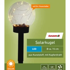 LED-Solarkugel transparent Ø 15 x 44 cm