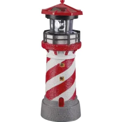LED-Solarleuchte 'Leuchtturm' weiß/rot 26,5 cm