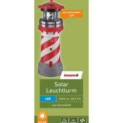 LED-Solarleuchte 'Leuchtturm' weiß/rot 26,5 cm