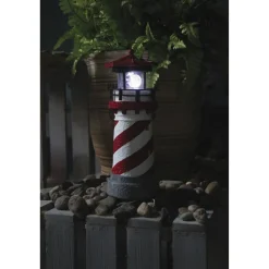 LED-Solarleuchte 'Leuchtturm' weiß/rot 26,5 cm
