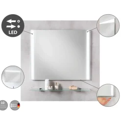 LED-Spiegel 'Brillant Light' aluminiumfarben 40 x 68 x 2,4 cm