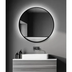 LED-Spiegel 'Silver Cosmos' schwarz Ø 80 cm