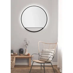 LED-Spiegel 'Silver Cosmos' schwarz Ø 80 cm