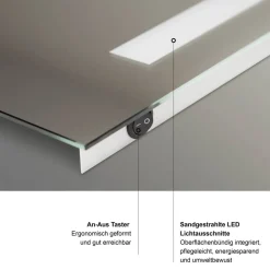 LED-Spiegel 'Silver Elegance' mit Uhr 80 x 60 cm