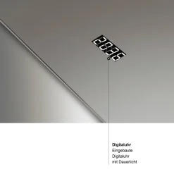 LED-Spiegel 'Silver Elegance' mit Uhr 80 x 60 cm