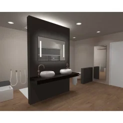 LED-Spiegel 'Silver Elegance' mit Uhr 80 x 60 cm