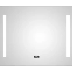 LED-Spiegel 'Silver Elegance' mit Uhr 80 x 60 cm