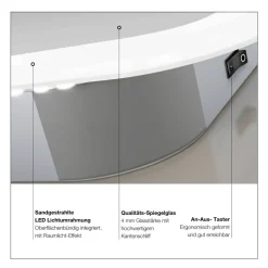 LED-Spiegel 'Silver Sunshine 2.0' 120 x 70 cm